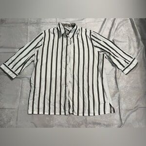 Alia Black and White Striped Shirt